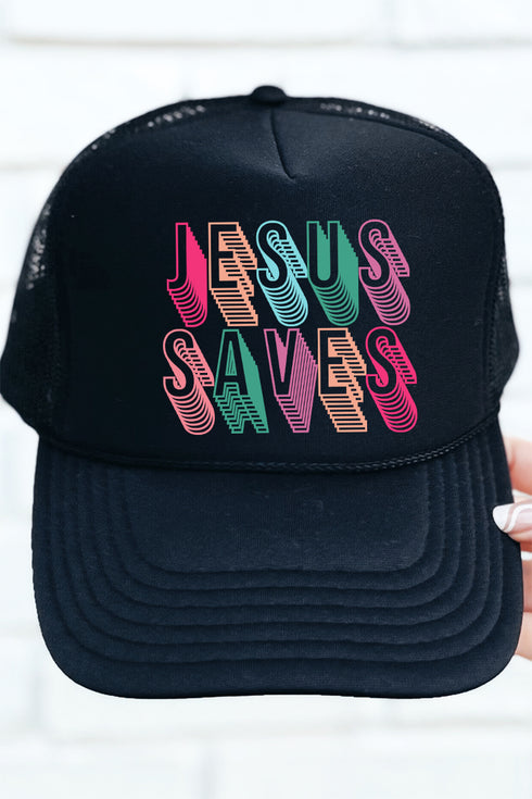 Stacked Jesus Saves Otto Black Foam Front Trucker Hat