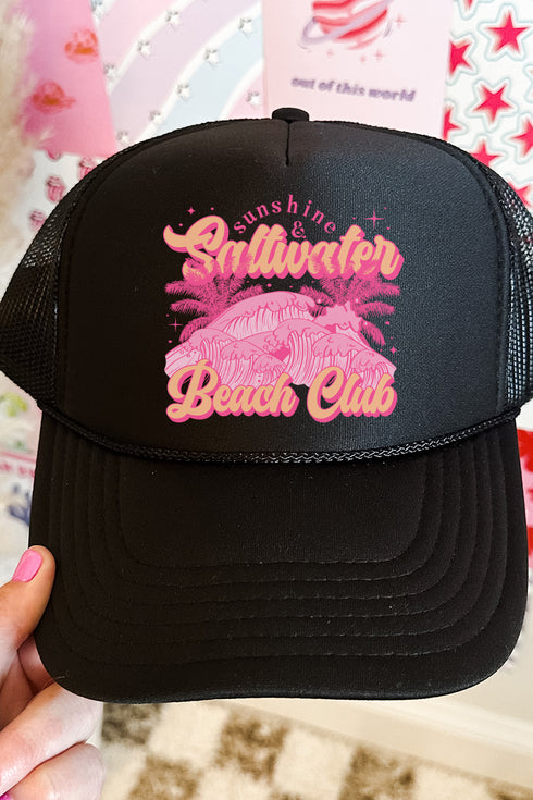 Sunshine & Saltwater Beach Club Otto Black Foam Front Trucker Hat