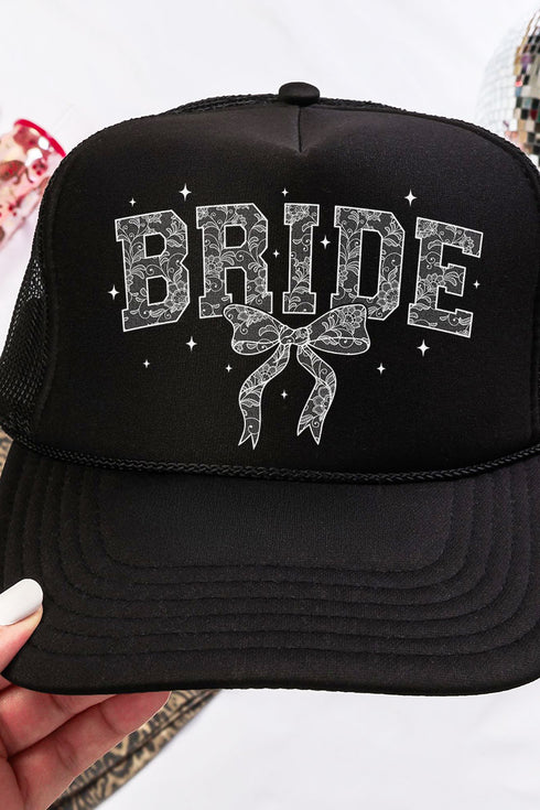 White Lace Bride Otto Black Foam Front Trucker Hat