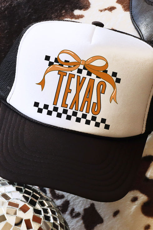 Bow Texas Check Otto Black with White Foam Front Trucker Hat