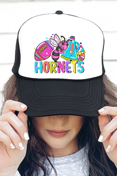 Bright Hornets Colorful Otto Black with White Foam Front Trucker Hat
