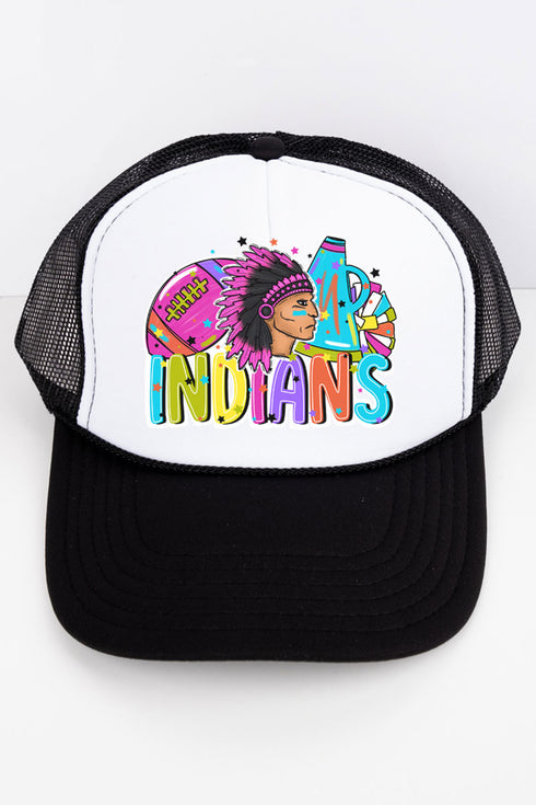 Bright Indians Colorful Otto Black with White Foam Front Trucker Hat