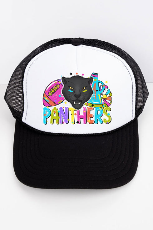 Bright Panthers Colorful Otto Black with White Foam Front Trucker Hat