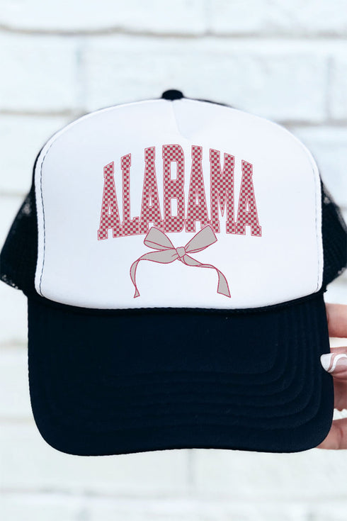 Checkered Coquette Alabama Otto Black with White Foam Front Trucker Hat