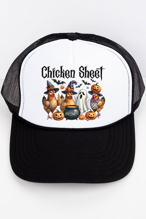 Chicken Sheet Halloween Otto Black with White Foam Front Trucker Hat