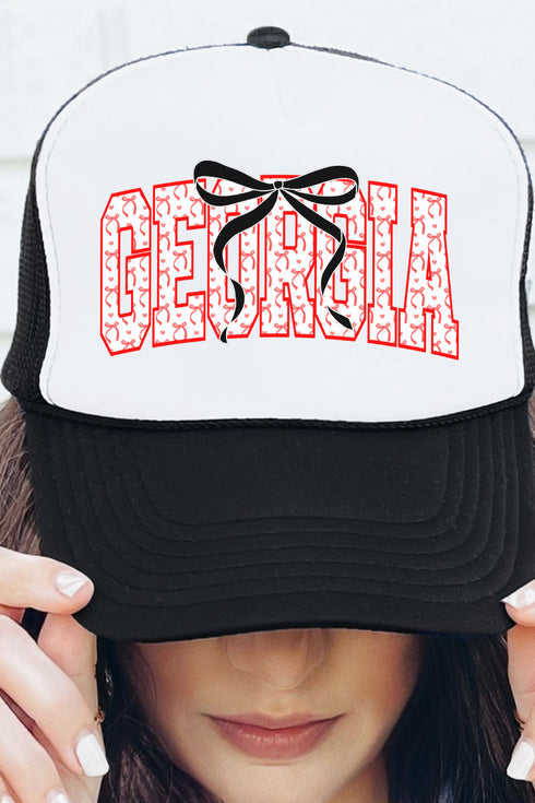 Coquette Varsity Georgia Otto Black with White Foam Front Trucker Hat
