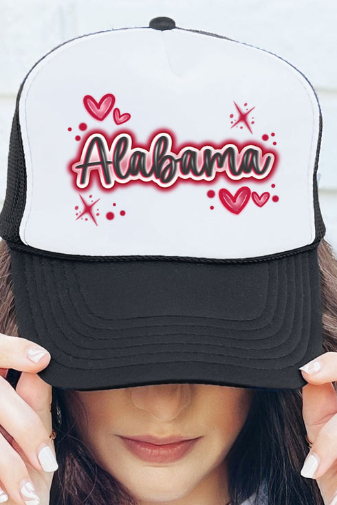Faux Airbrush Alabama Otto Black with White Foam Front Trucker Hat