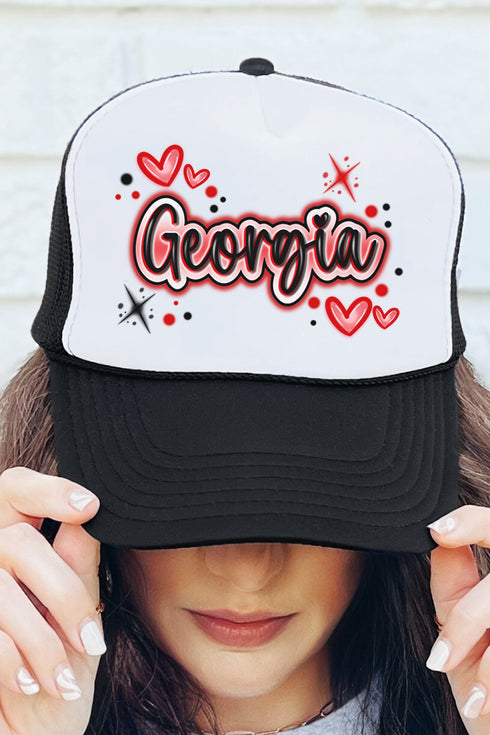 Faux Airbrush Georgia Otto Black with White Foam Front Trucker Hat