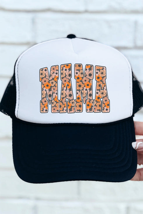 Golden Blooms Mama Otto Black with White Foam Front Trucker Hat