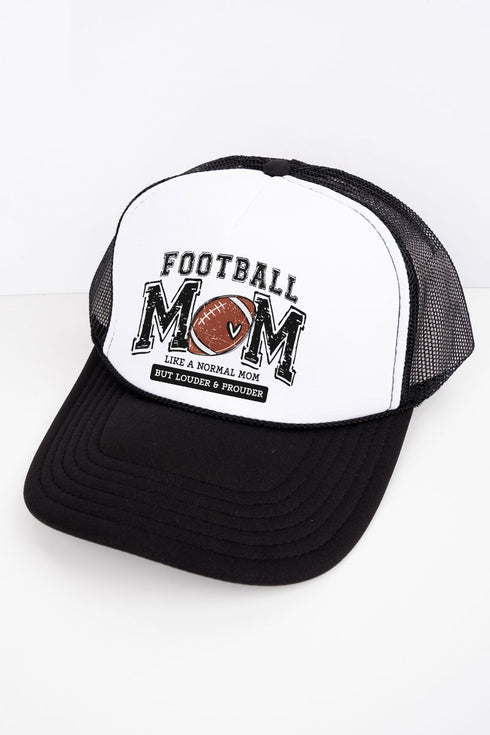 Louder And Prouder Football Mom Otto Black with White Foam Front Trucker Hat