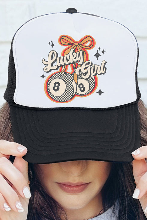 Lucky Girl Otto Black with White Foam Front Trucker Hat
