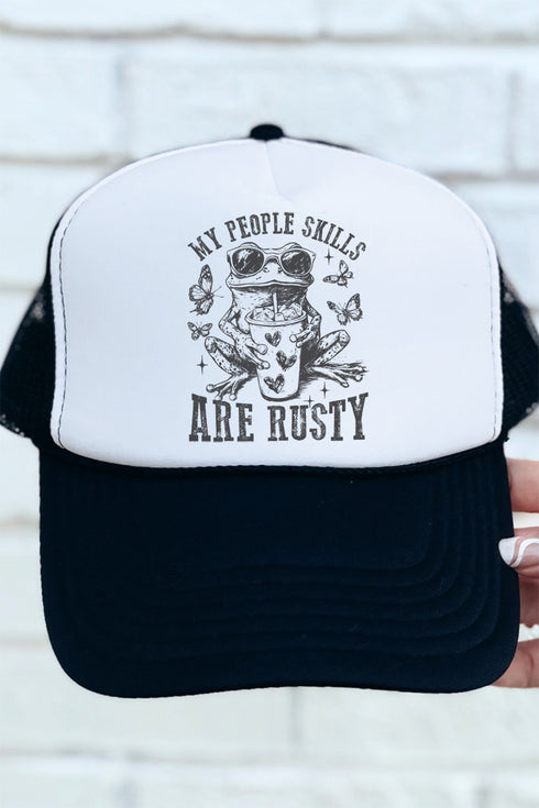 My People Skills Are Rusty Otto Black with White Foam Front Trucker Hat