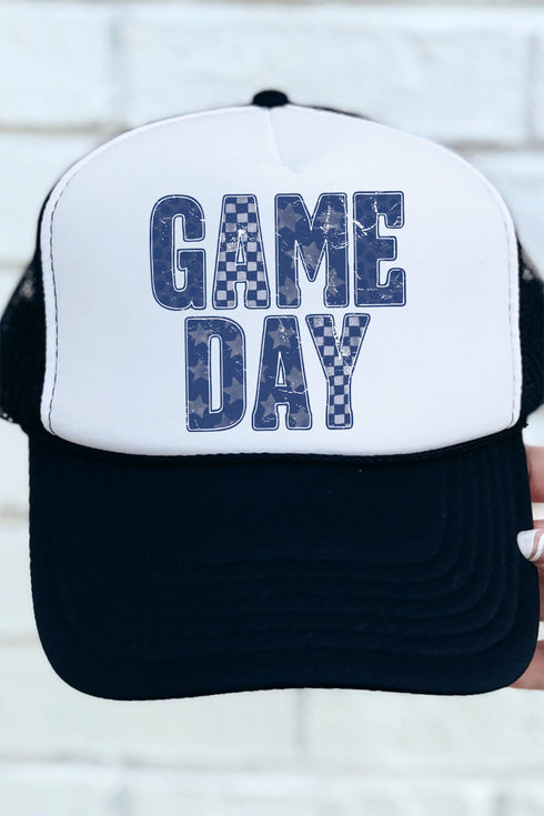 Navy Starry Game Day Otto Black with White Foam Front Trucker Hat