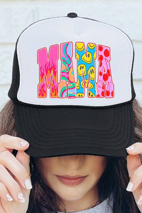 Spicy Smiles Mama Otto Black with White Foam Front Trucker Hat