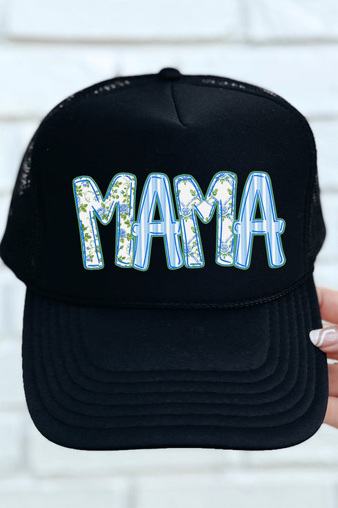 Blue Blossom Mama Otto Black Foam Front Trucker Hat