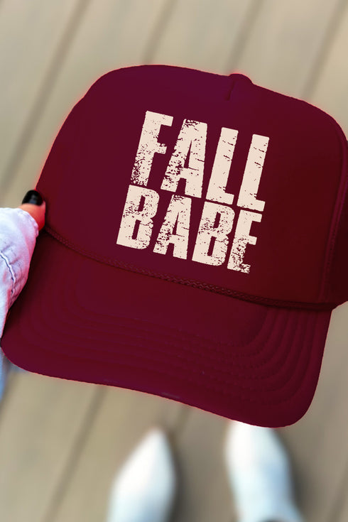 Distressed Fall Babe Otto Burgundy Maroon Foam Front Trucker Hat