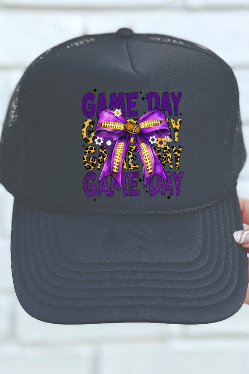 Purple & Gold Stacked Gameday Otto Charcoal Gray Foam Front Trucker Hat