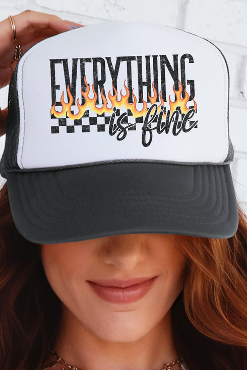 Everything Is Fine Otto Charcoal Gray with White Foam Front Trucker Hat