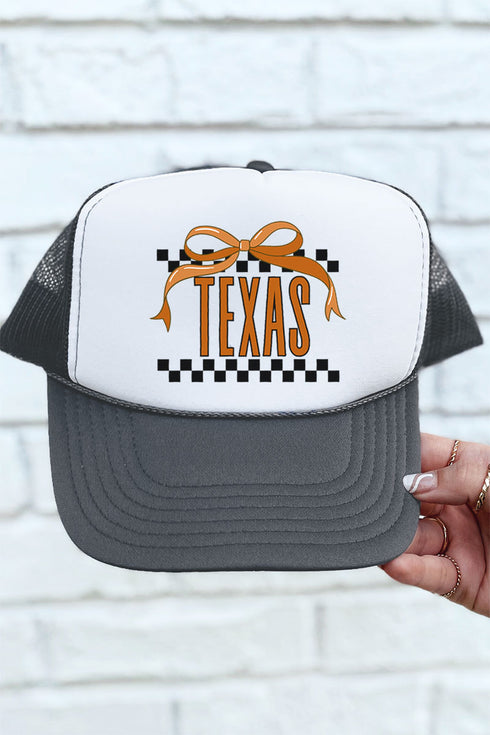 Bow Texas Check Otto Charcoal Gray with White Foam Front Trucker Hat