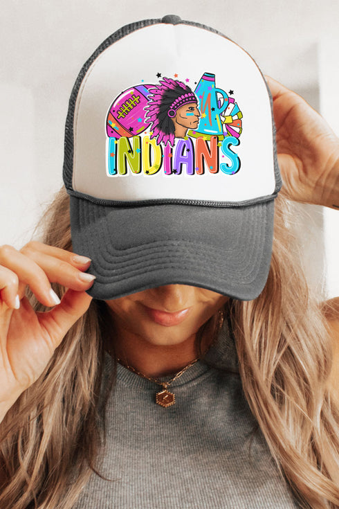Bright Indians Colorful Otto Charcoal Gray with White Foam Front Trucker Hat