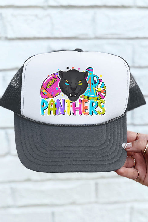 Bright Panthers Colorful Otto Charcoal Gray with White Foam Front Trucker Hat