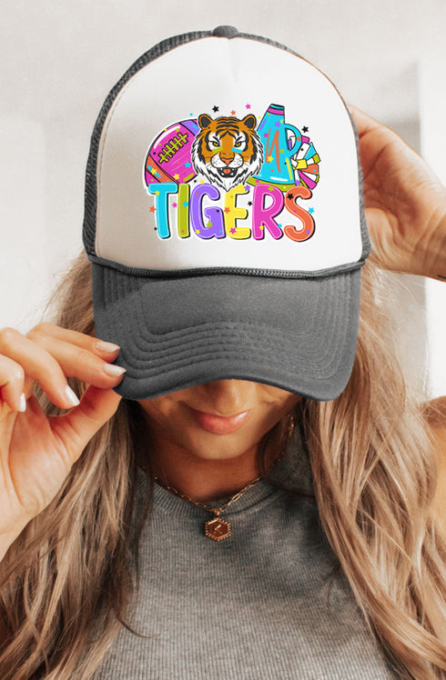 Bright Tigers Colorful Otto Charcoal Gray with White Foam Front Trucker Hat