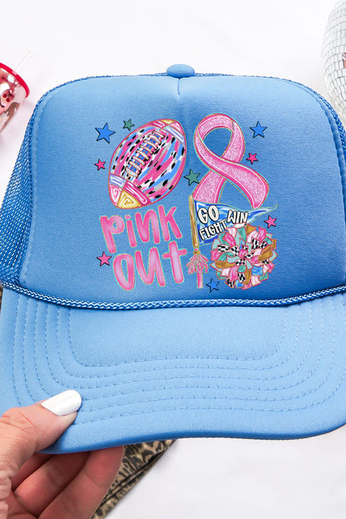Pink Out Ribbon Doodle Otto Columbia Blue Foam Front Trucker Hat