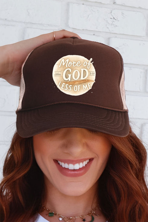 More Of God Less Of Me Otto Dark Brown and Khaki Foam Front Back Split Color Trucker Hat