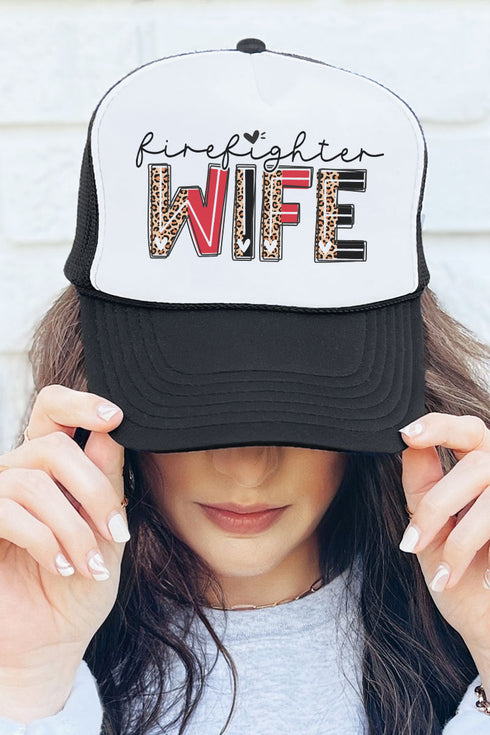 Firefighter Wife Otto Black with White Foam Front High Crown Trucker Hat