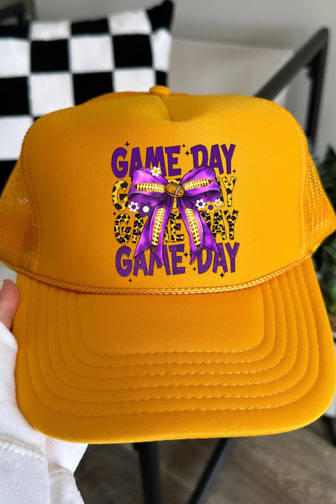 Purple & Gold Stacked Gameday Otto Gold Foam Front Trucker Hat