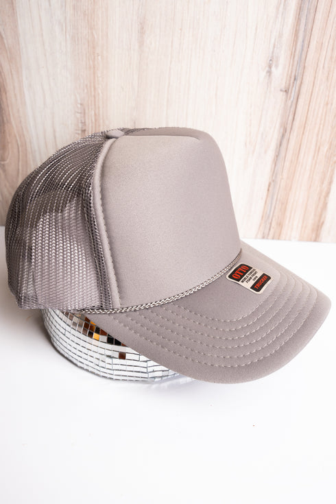 Arched Yeehaw Leopard Gray Foam Front Trucker Hat