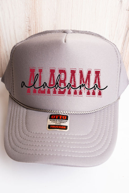 Alabama Script Otto Gray Foam Front Trucker Hat