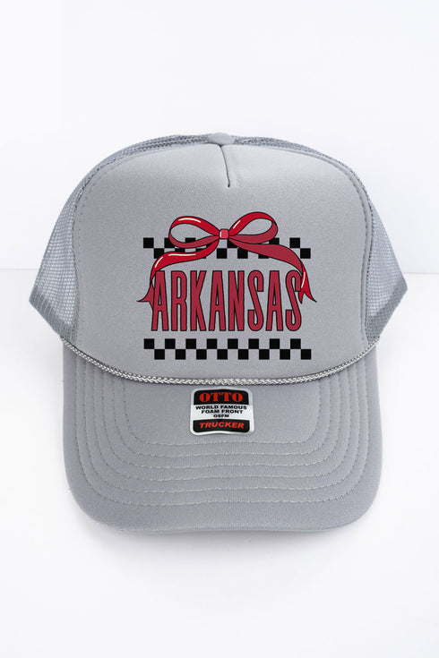 Bow Arkansas Check Otto Gray Foam Front Trucker Hat