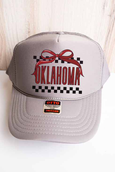 Bow Oklahoma Check Otto Gray Foam Front Trucker Hat