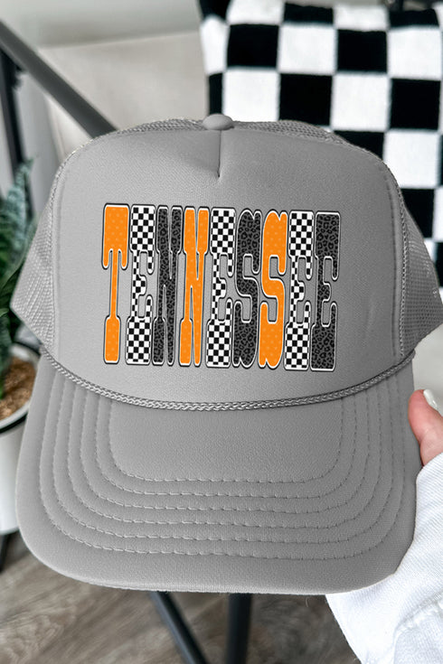 Checkered & Cheetah Tennessee Otto Gray Foam Front Trucker Hat