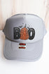 Faux Sequin Boo Transfer Otto Gray Foam Front Trucker Hat