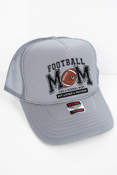 Louder And Prouder Football Mom Otto Gray Foam Front Trucker Hat