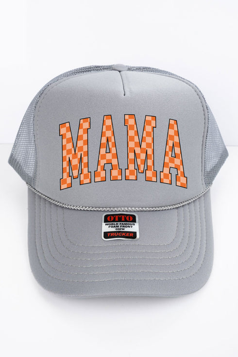Orange Checkered Mama Otto Gray Foam Front Trucker Hat
