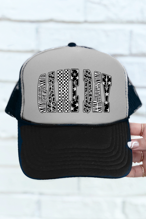Groovy Game Day Check Otto Black with Gray Foam Front Trucker Hat