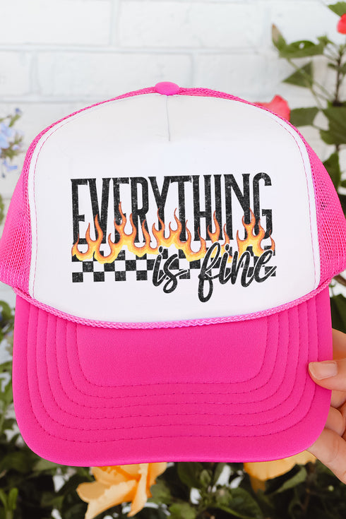 Everything Is Fine Otto Hot Pink with White Foam Front Trucker Hat
