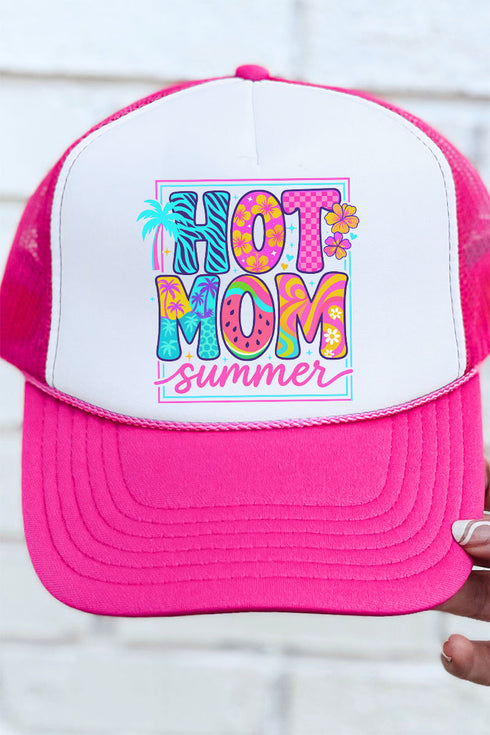 Hot Mom Summer Otto Hot Pink with White Foam Front Trucker Hat