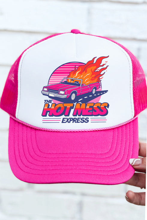 Hot Mess Express Otto Hot Pink with White Foam Front Trucker Hat