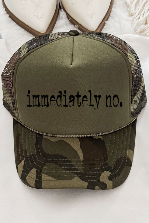 Immediately No Otto Camo with Olive Green Foam Front Trucker Hat