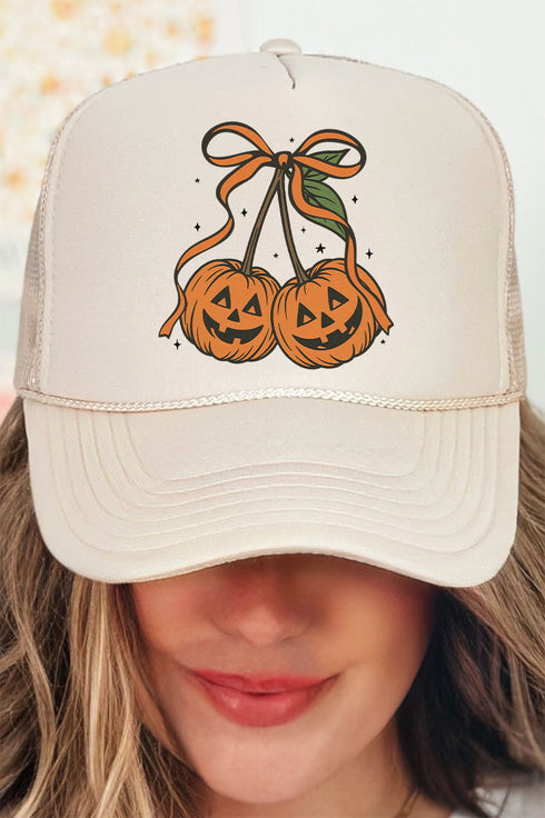 Jack-O'-Lantern Cherries Otto Khaki Foam Front Trucker Hat