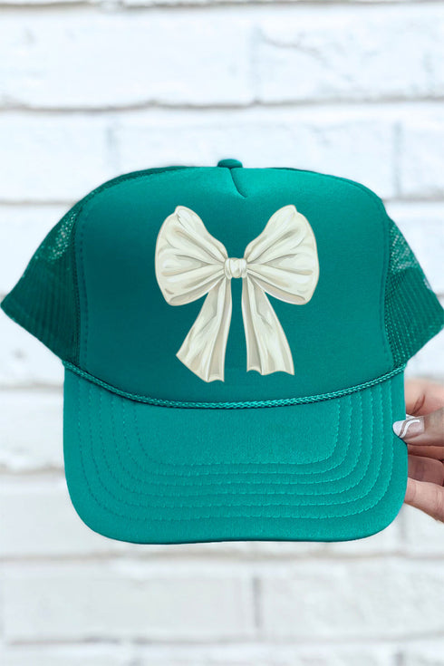 Ivory Coquette Bow Otto Kelly Foam Front Trucker Hat