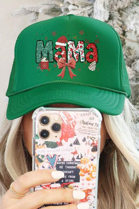 Festive Christmas Mama Otto Kelly Foam Front Trucker Hat