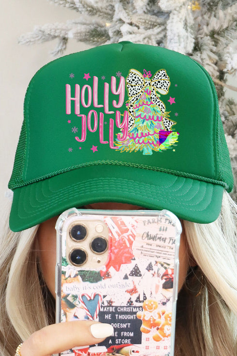Holly Jolly Christmas Tree Otto Kelly Foam Front Trucker Hat