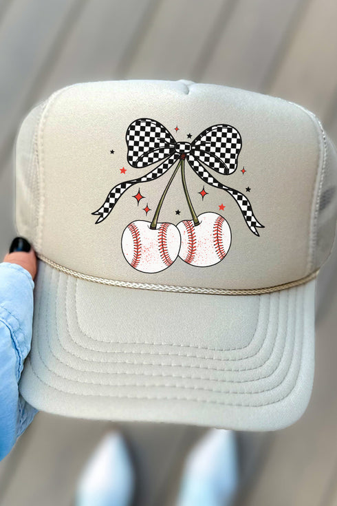 Baseball Cherries Otto Khaki Foam Front Trucker Hat