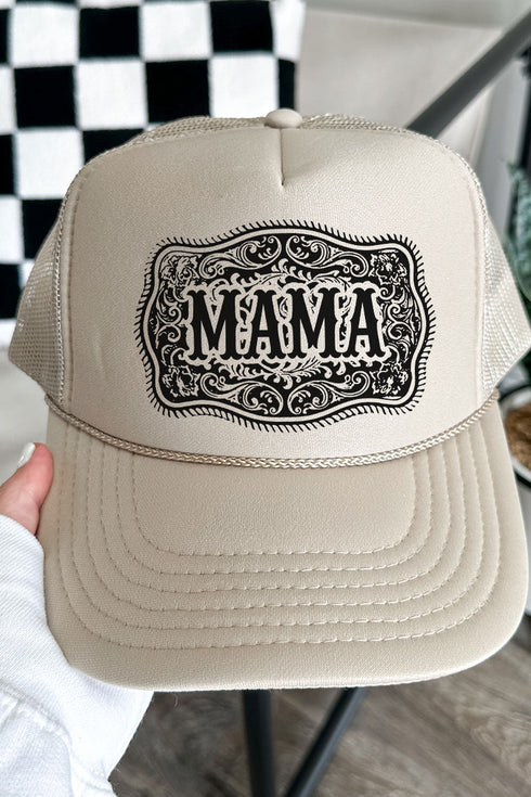 Belt Buckle Mama Otto Khaki Foam Front Trucker Hat