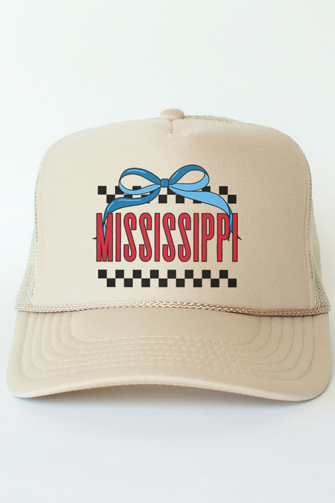 Bow Mississippi Check Otto Khaki Foam Front Trucker Hat